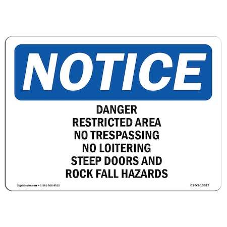Signmission OSHA Notice Sign, 3.5" H, 5" W, Danger Restricted Area No Trespassing No Sign, Landscape, 10PK OS-NS-D-35-L-10917-10PK
